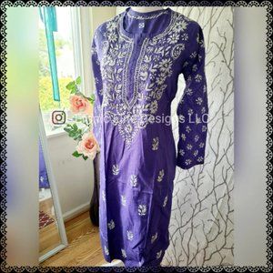New boutique Purple Designer Chikankari Cotton Kurti